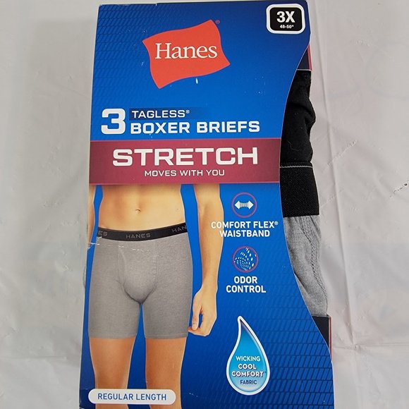 Hanes Cool Comfort Tagless 3 Pack Boxer Briefs 3X - Picture 5 of 7
